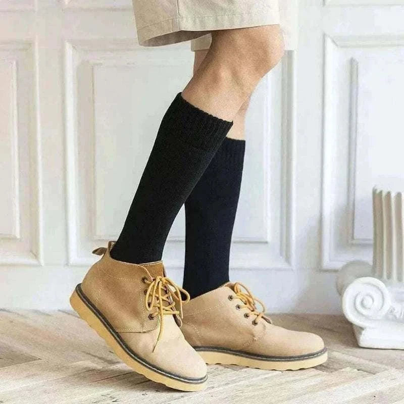 Winter Men's New High-Grade Thick Warm Solid Color Wool Material Fashion Casual Calf Long Socks 3 Pair.