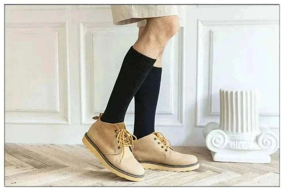 Winter Men's New High-Grade Thick Warm Solid Color Wool Material Fashion Casual Calf Long Socks 3 Pair.