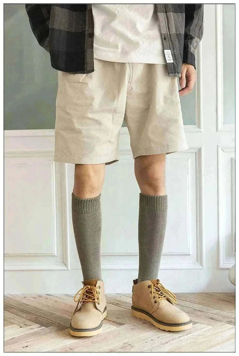 Winter Men's New High-Grade Thick Warm Solid Color Wool Material Fashion Casual Calf Long Socks 3 Pair.