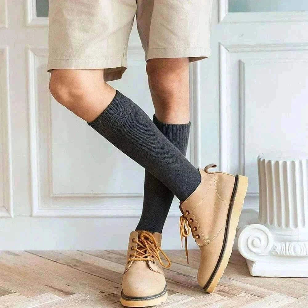 Winter Men's New High-Grade Thick Warm Solid Color Wool Material Fashion Casual Calf Long Socks 3 Pair.