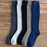 Winter Men's New High-Grade Thick Warm Solid Color Wool Material Fashion Casual Calf Long Socks 3 Pair.
