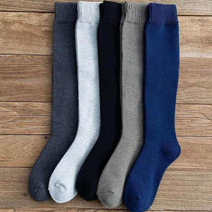 Winter Men's New High-Grade Thick Warm Solid Color Wool Material Fashion Casual Calf Long Socks 3 Pair.