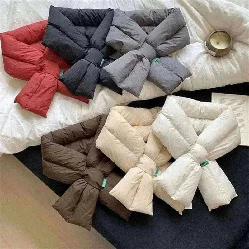 Winter Warm Down Cotton Cross Wear Scarf