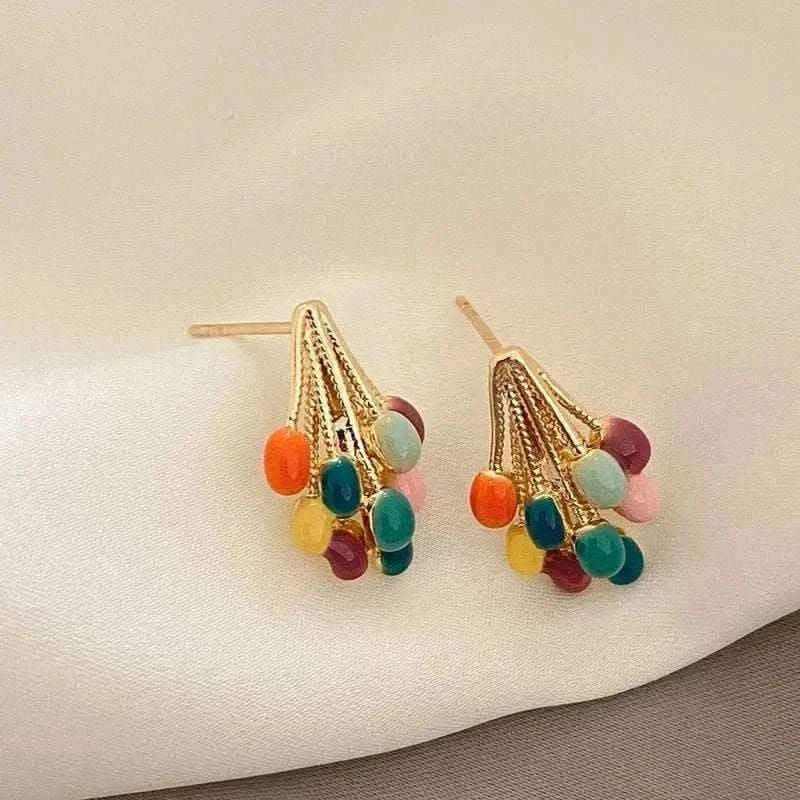Makaron Color Mini Gold Earrings for Women