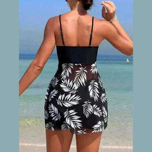 Model In 2024 Tankini Swimsuit with Shorts Back View