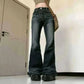 Women's High Waisted Jeans Wide Flare Leg Denim Pants Y2K Patterned Baggy Flared Hem Stretch Bell Bottom Trousers Streetwear.
