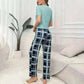 Women's Pajamas Set Casual Home Clothes Soft Comfortable Crew Neck T-Shirt & Plaid Pants, pajamas for women uk